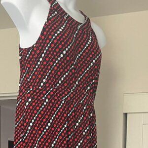 Banana Republic Factory Red, Navy & White Striped Dot Sleeveless Maxi Dress L